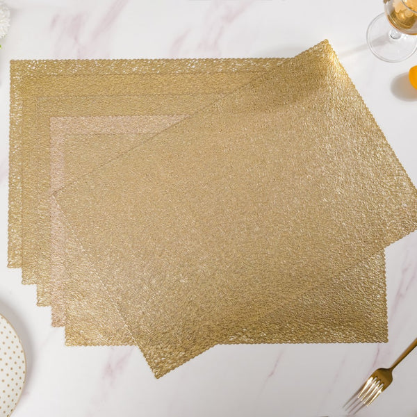 Mesh Table Mat Gold Set Of 6 17.5x11.5 Inch