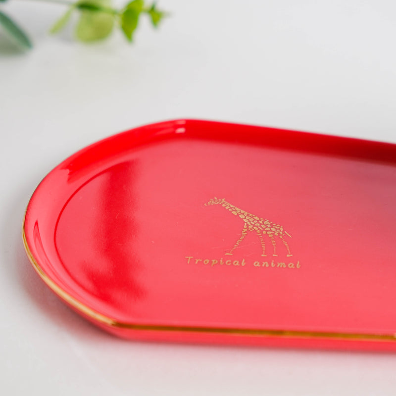 Brewtiful Glazed Ceramic Cup and Tray Set Red 150 ml- Tea cup, coffee cup, cup for tea | Cups and Mugs for Office Table & Home Decoration