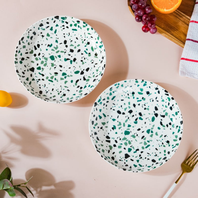 Mosaic Plate Dark Green Set Of 2 8.5 Inch - Serving plate, snack plate, dessert plate | Plates for dining & home decor