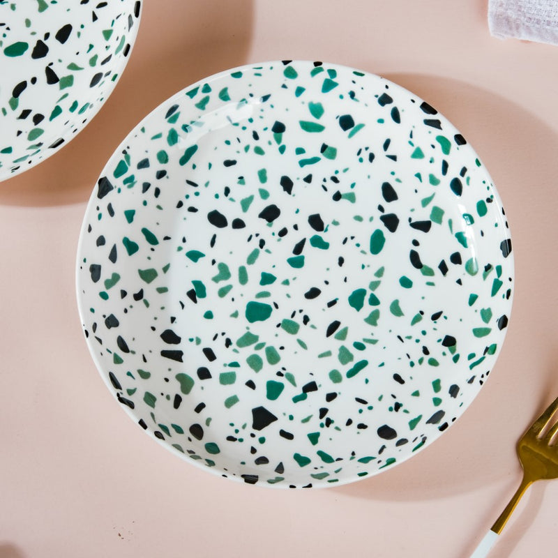 Mosaic Plate Dark Green Set Of 2 8.5 Inch - Serving plate, snack plate, dessert plate | Plates for dining & home decor