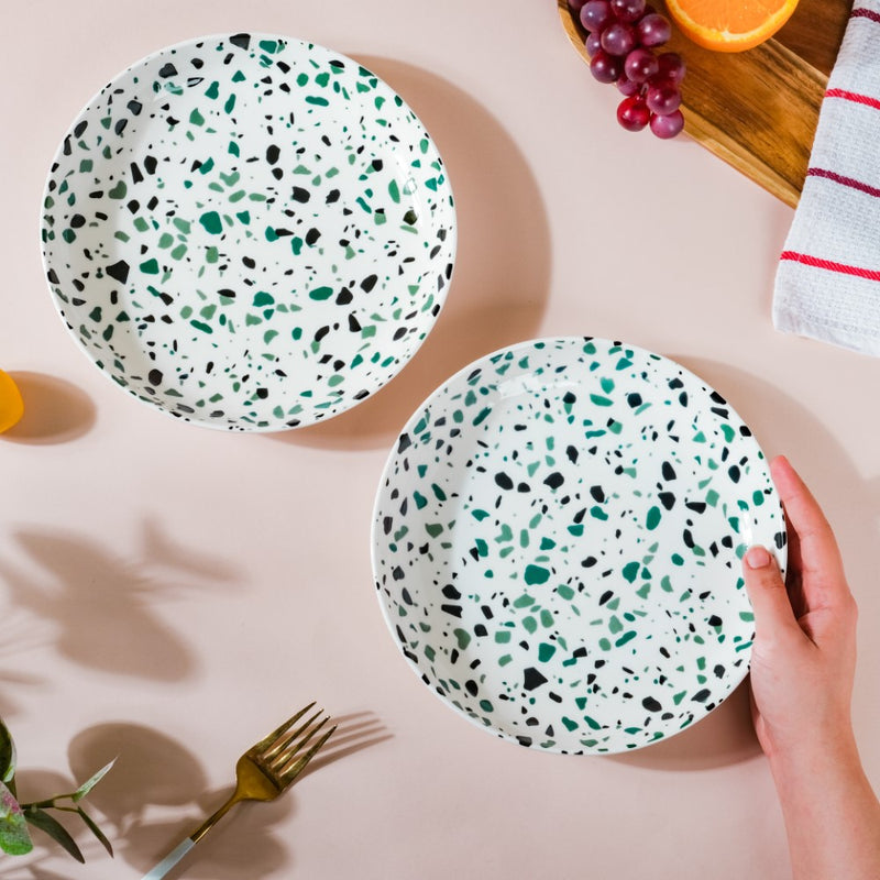 Mosaic Plate Dark Green Set Of 2 8.5 Inch - Serving plate, snack plate, dessert plate | Plates for dining & home decor