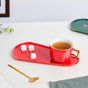 Brewtiful Glazed Ceramic Cup and Tray Set Red 150 ml- Tea cup, coffee cup, cup for tea | Cups and Mugs for Office Table & Home Decoration
