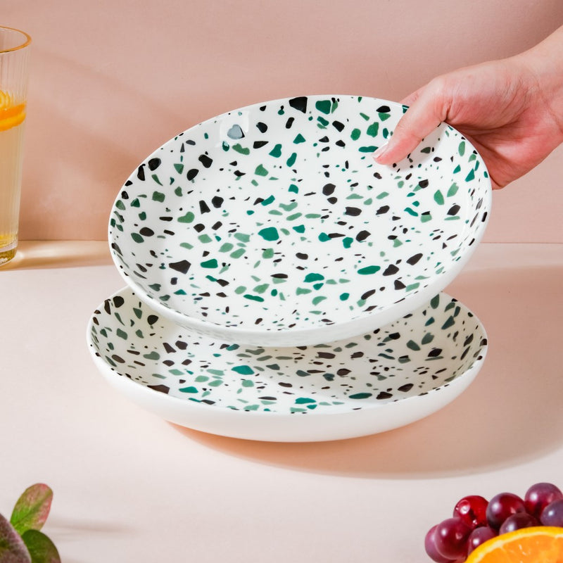 Mosaic Plate Dark Green Set Of 2 8.5 Inch - Serving plate, snack plate, dessert plate | Plates for dining & home decor