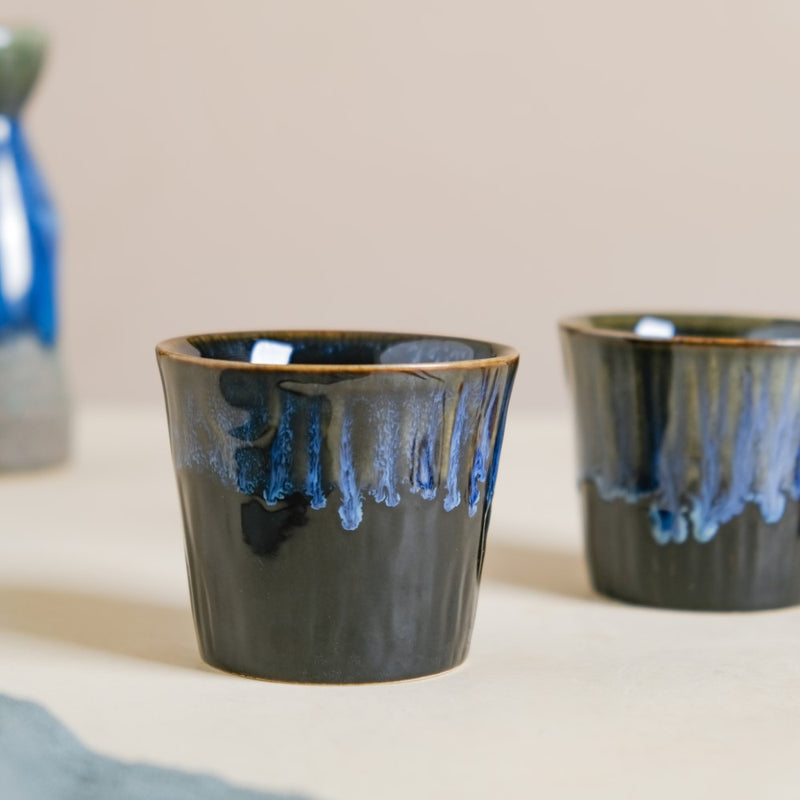 Sapphire Ceramic Tea Tumbler Blue Set Of 2 100 ml- Tea cup, coffee cup, cup for tea | Cups and Mugs for Office Table & Home Decoration