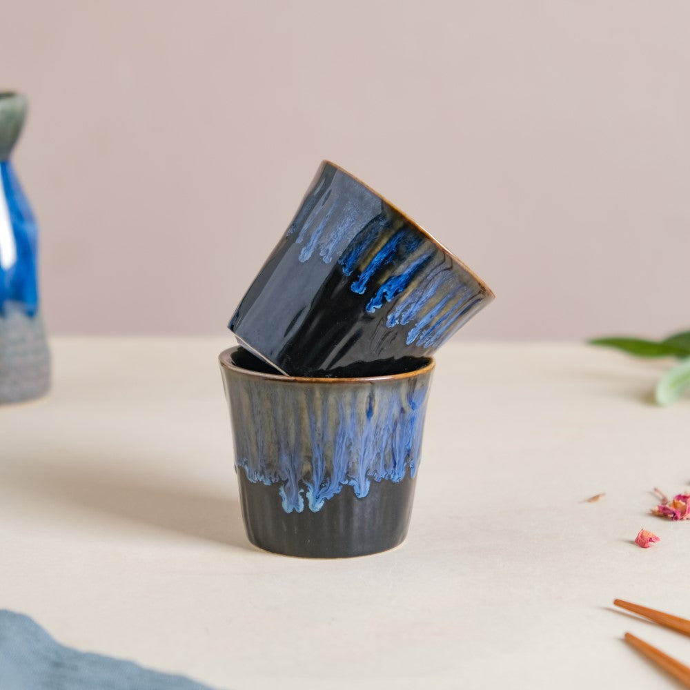 Sapphire Ceramic Tea Tumbler Blue Set Of 2 100 ml