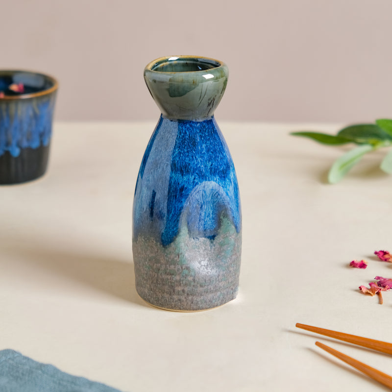 Sapphire Ceramic Traditional Sake Flask Blue 120 ml