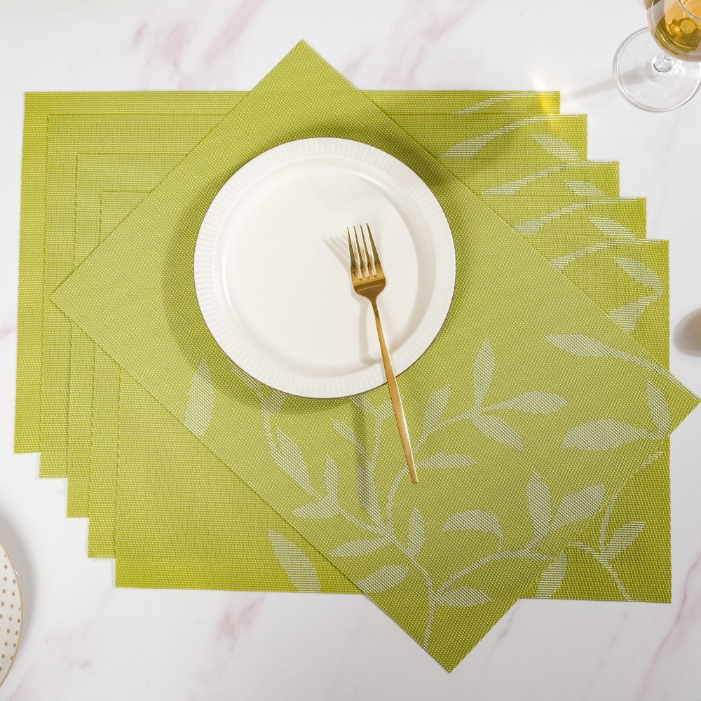 Leaves Reversible Table Mat Set Of 6 Green 17x11 Inch Online - Premium ...