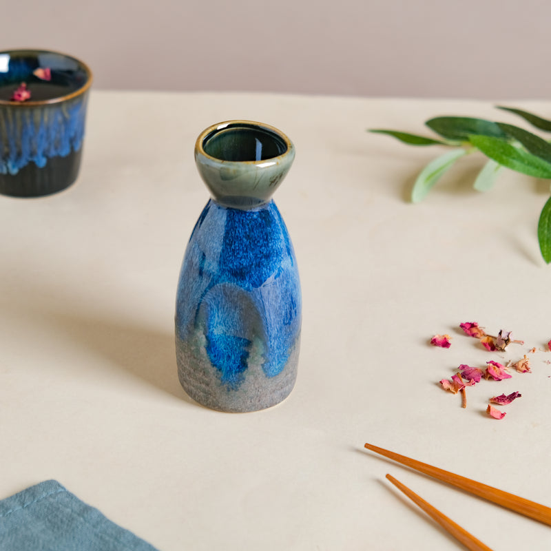 Sapphire Ceramic Traditional Sake Flask Blue 120 ml