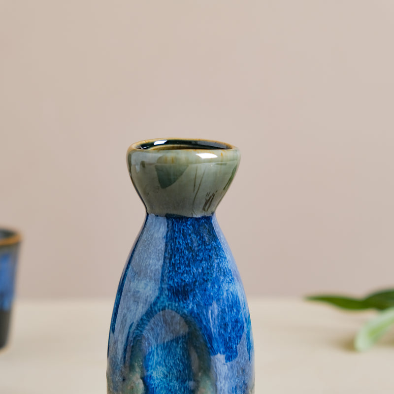 Sapphire Ceramic Traditional Sake Flask Blue 120 ml