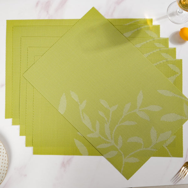 Leaves Reversible Table Mat Set Of 6 Green 17x11 Inch Online - Premium ...