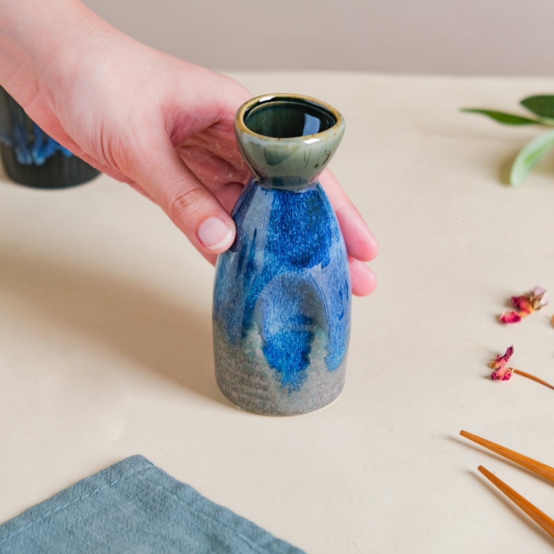 Sapphire Ceramic Traditional Sake Flask Blue 120 ml
