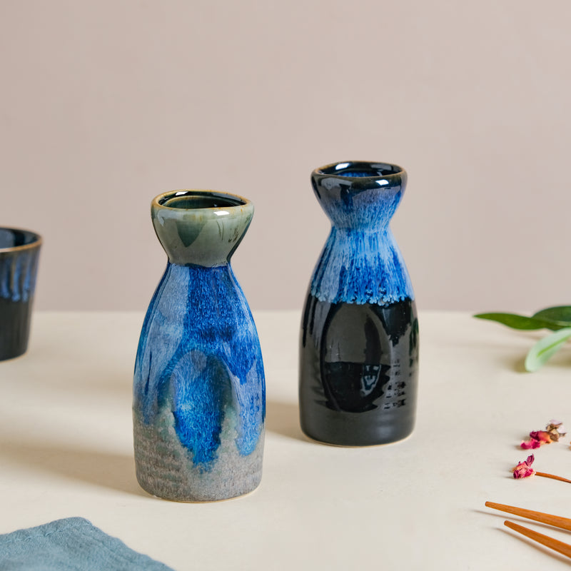 Sapphire Ceramic Traditional Sake Flask Blue 120 ml