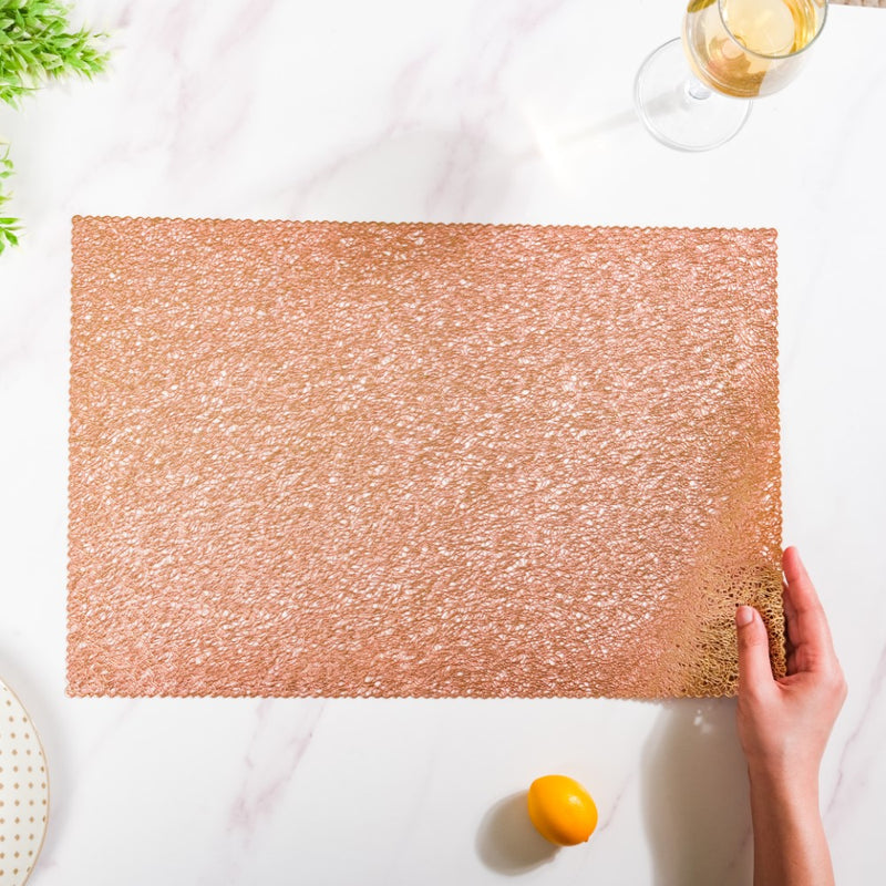 Mesh Table Mats Bronze Set Of 6 17.5x11.5 Inch
