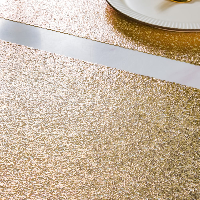 Mesh Table Mat Gold Set Of 6 17.5x11.5 Inch