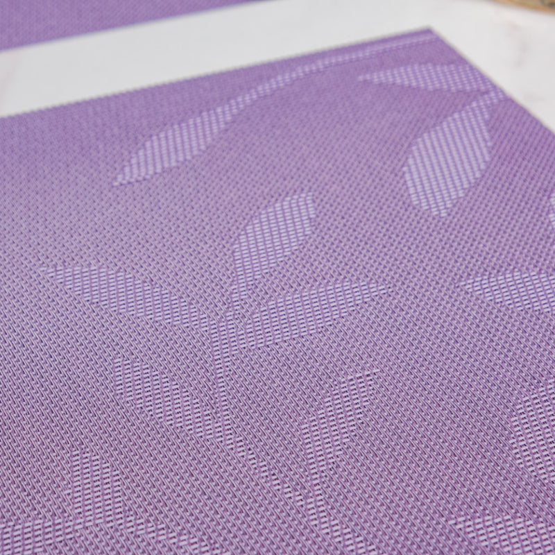 Leaves Reversible Table Mat Set Of 6 Purple 17.5x11.5 Inch