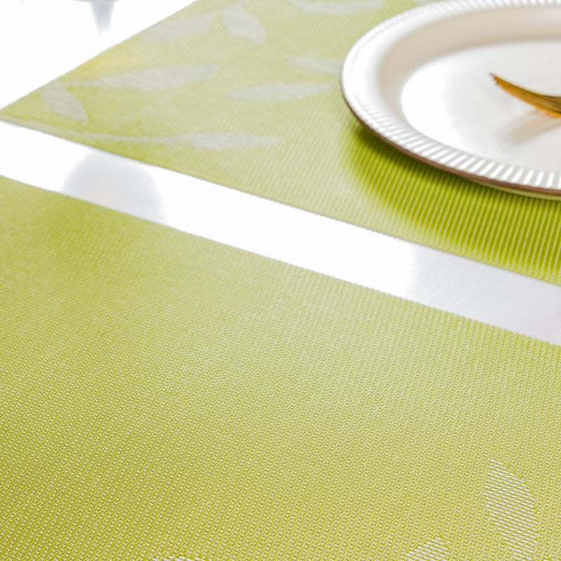 Leaves Reversible Table Mat Set Of 6 Green 17.5x11.5 Inch