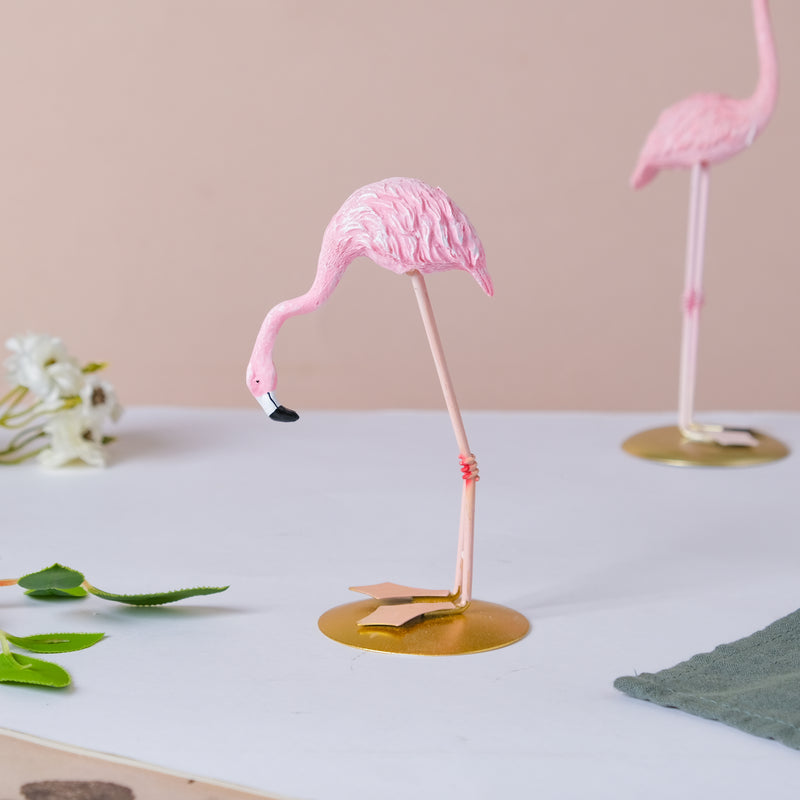 Pink Flamingo Bending - Showpiece | Home decor item | Room decoration item