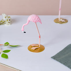 Pink Flamingo Bending - Showpiece | Home decor item | Room decoration item