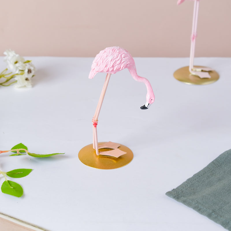 Pink Flamingo Bending - Showpiece | Home decor item | Room decoration item