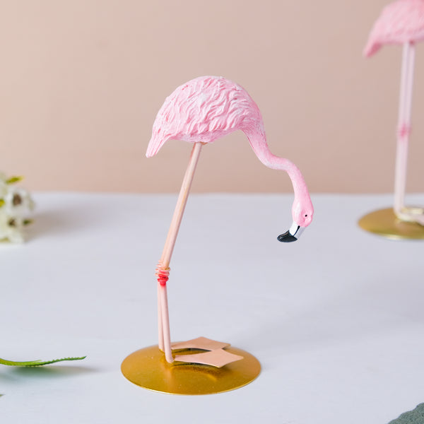 Pink Flamingo Bending - Showpiece | Home decor item | Room decoration item