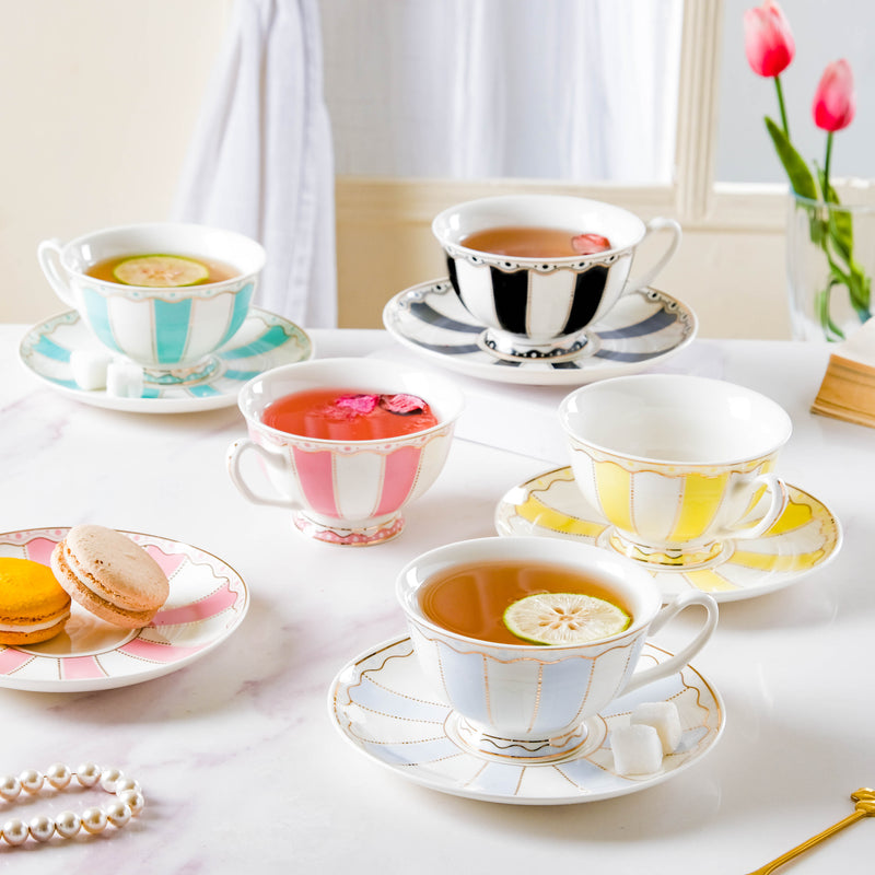 Azalea Pink Ceramic Cup and Saucer Set 150 ml- Tea cup, coffee cup, cup for tea | Cups and Mugs for Office Table & Home Decoration