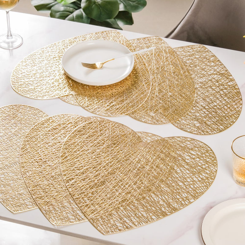 Glimmering Heart Table Mat Gold Set of 6 15 Inch