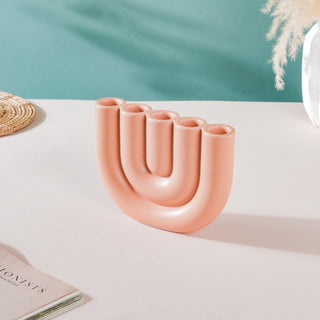Modern Tube Candle Holder 5 Arms Peach