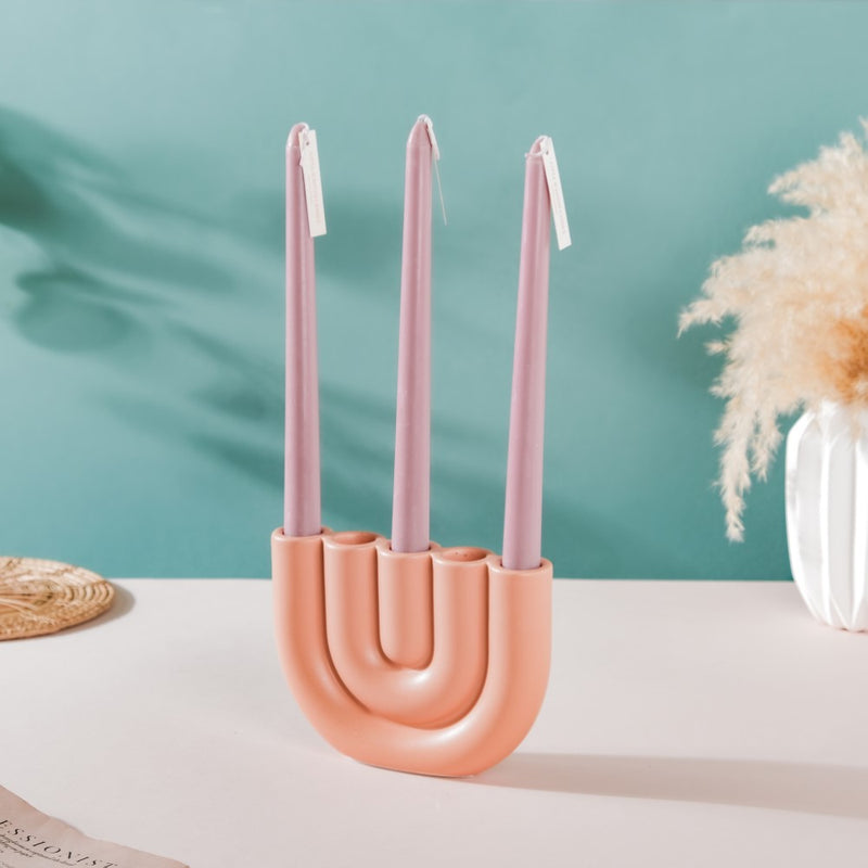 Modern Tube Candle Holder 5 Arms Peach - Candle stand | Room decor ideas