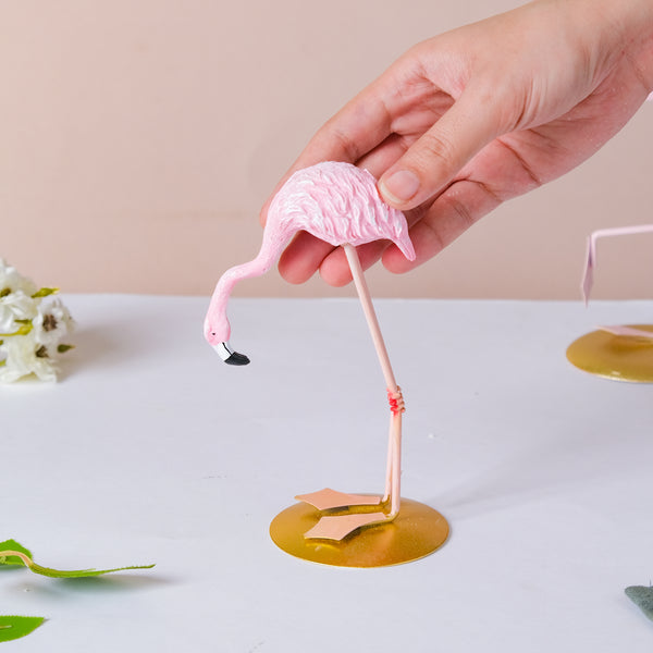 Pink Flamingo Bending - Showpiece | Home decor item | Room decoration item