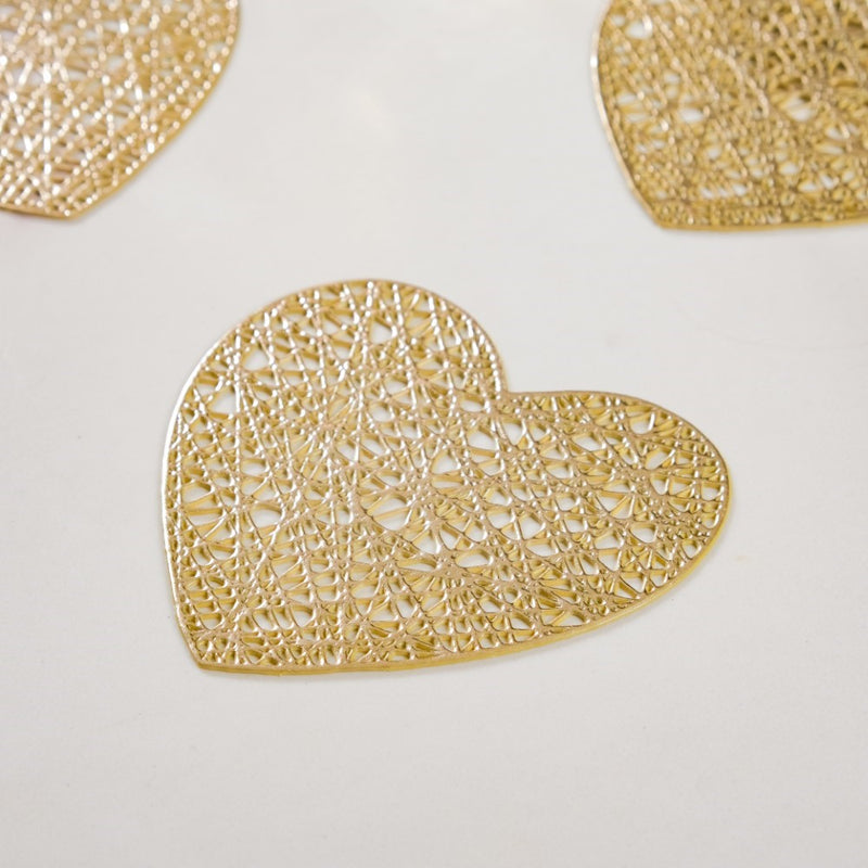 Glimmering Heart Coaster Gold Set of 6