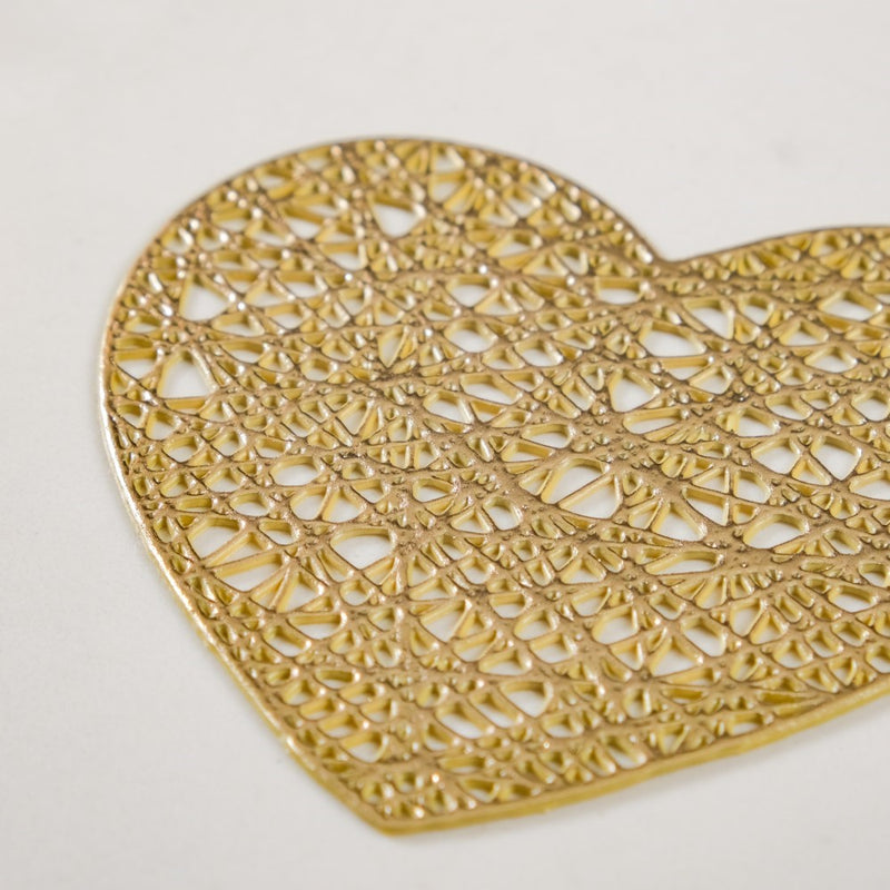 Glimmering Heart Coaster Gold Set of 6