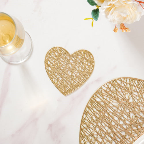 Glimmering Heart Coaster Gold Set of 6