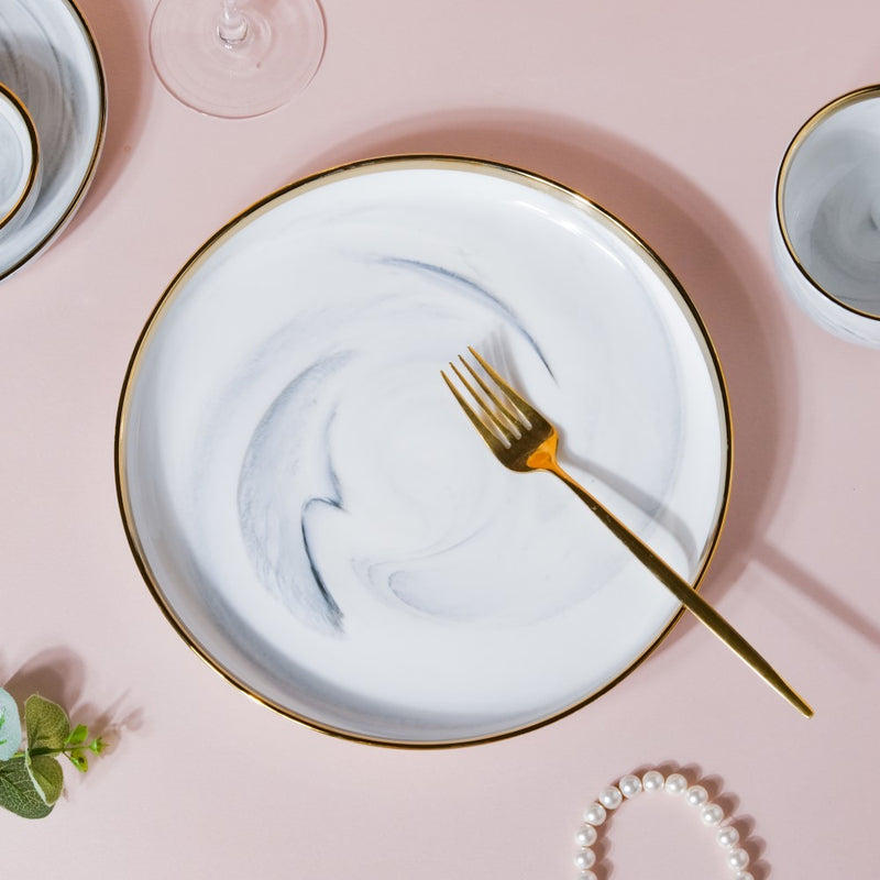 Grey Marble 26 Piece Dinner Set For 6