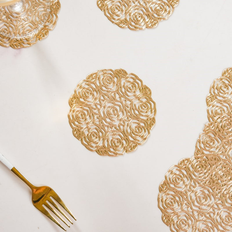 Rose Bouquet Coaster Gold Set of 6