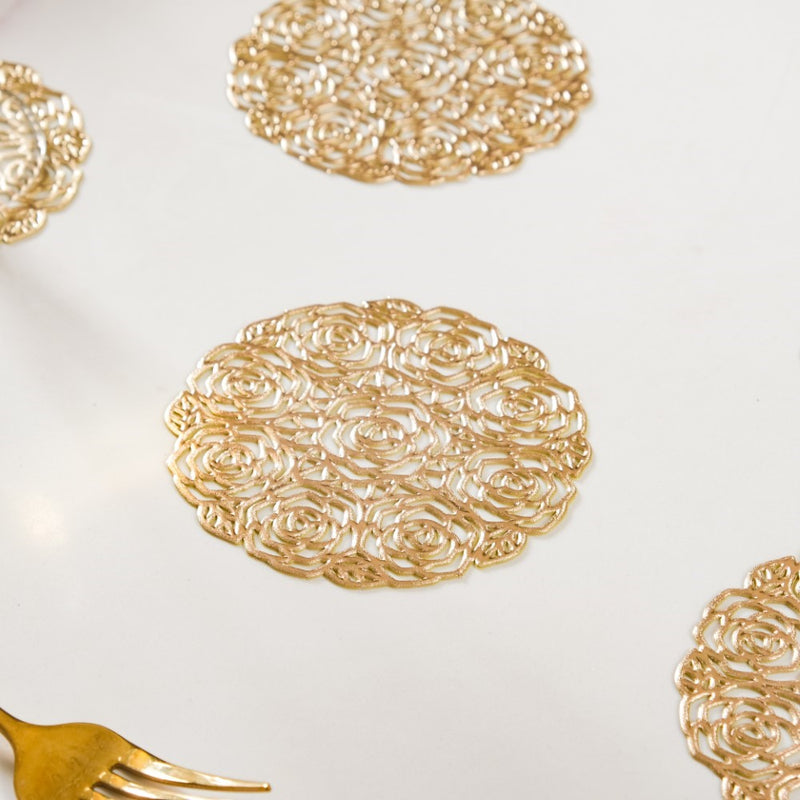 Rose Bouquet Coaster Gold Set of 6