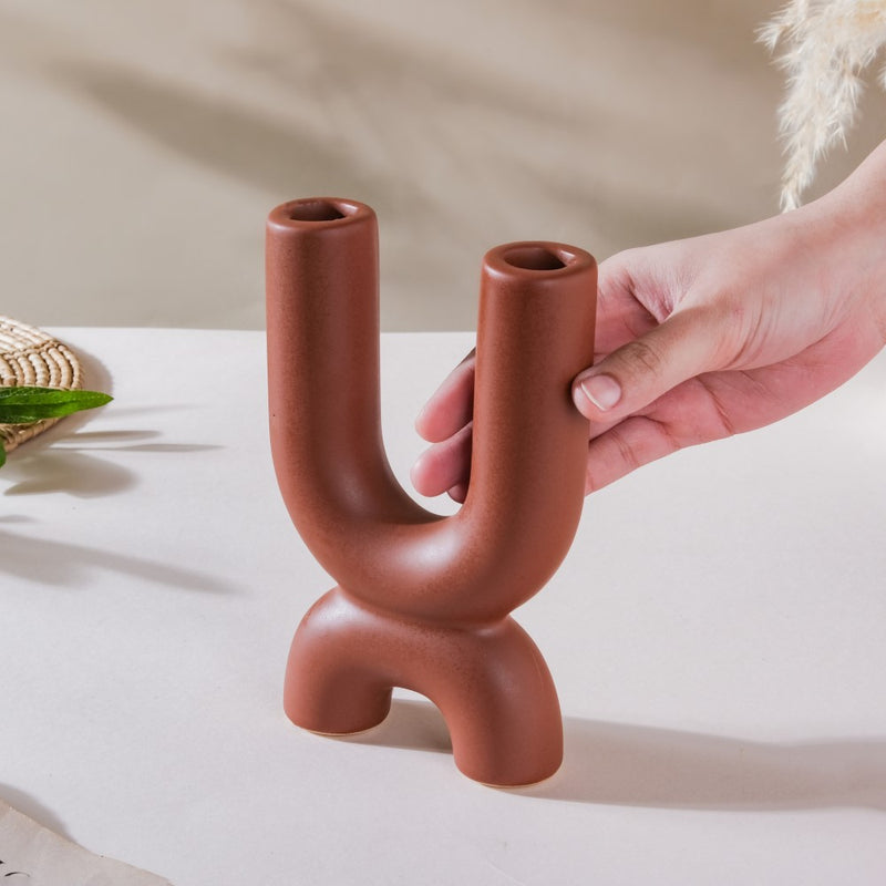 Ultra Mod Ceramic Candle Holder 2 Arm - Candle stand | Room decoration items