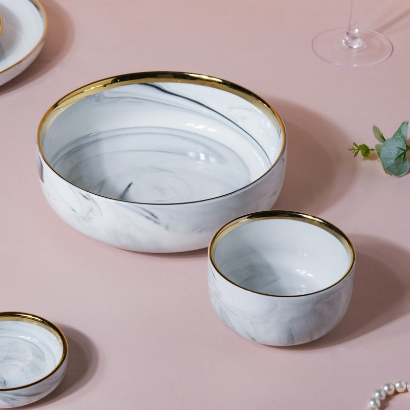 Grey Marble 26 Piece Dinner Set For 6