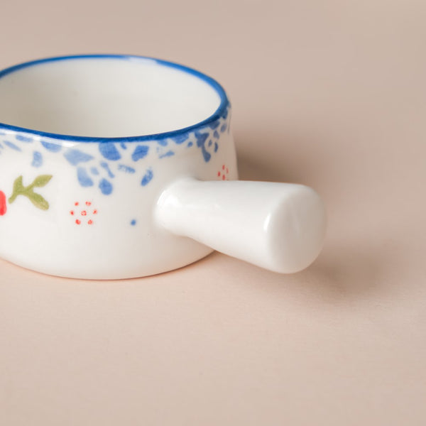 Floral Ceramic Creamer With Handle Blue Small