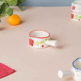 Floral Ceramic Creamer With Handle Red Small