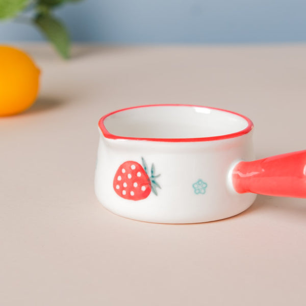 Strawberry Ceramic Creamer With Handle Red Small