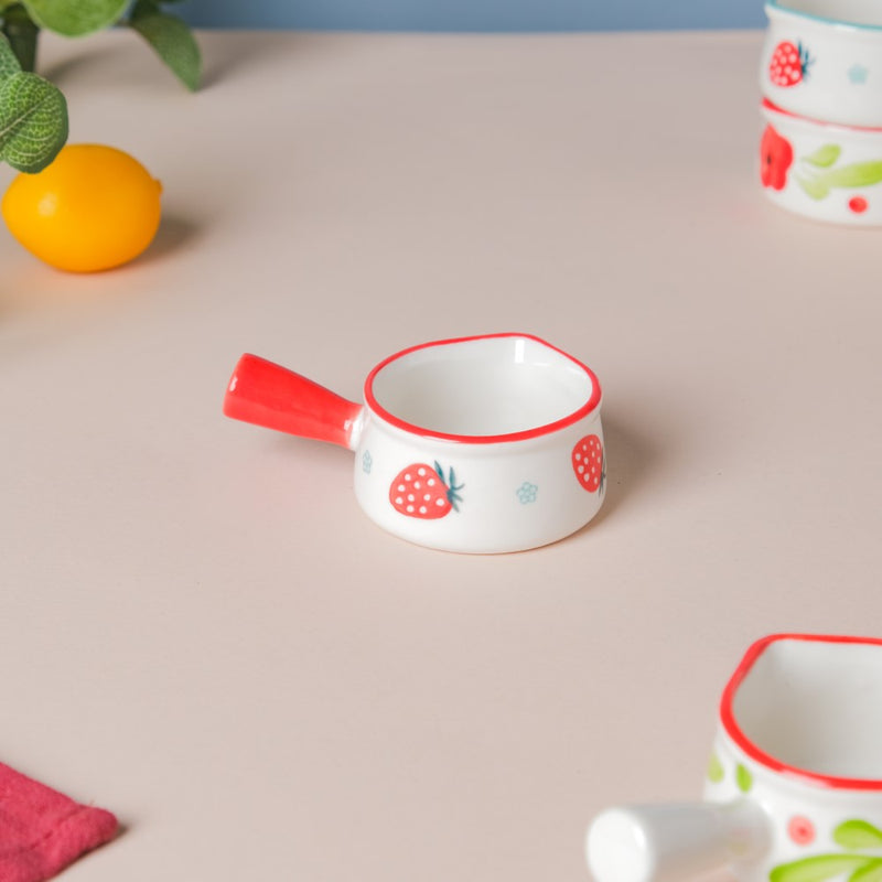 Strawberry Ceramic Creamer With Handle Red Small