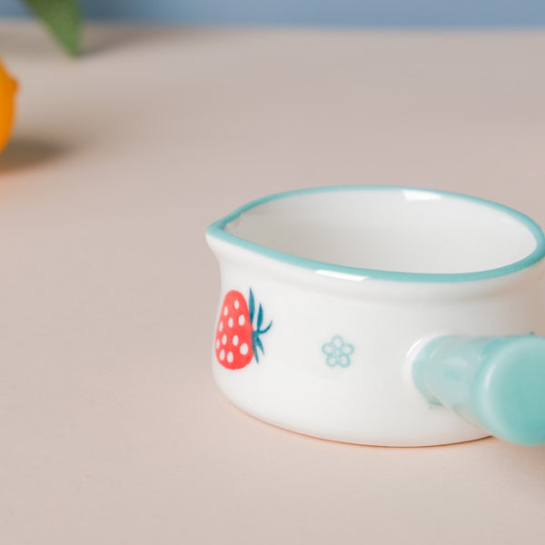 Strawberry Ceramic Creamer With Handle Blue Small