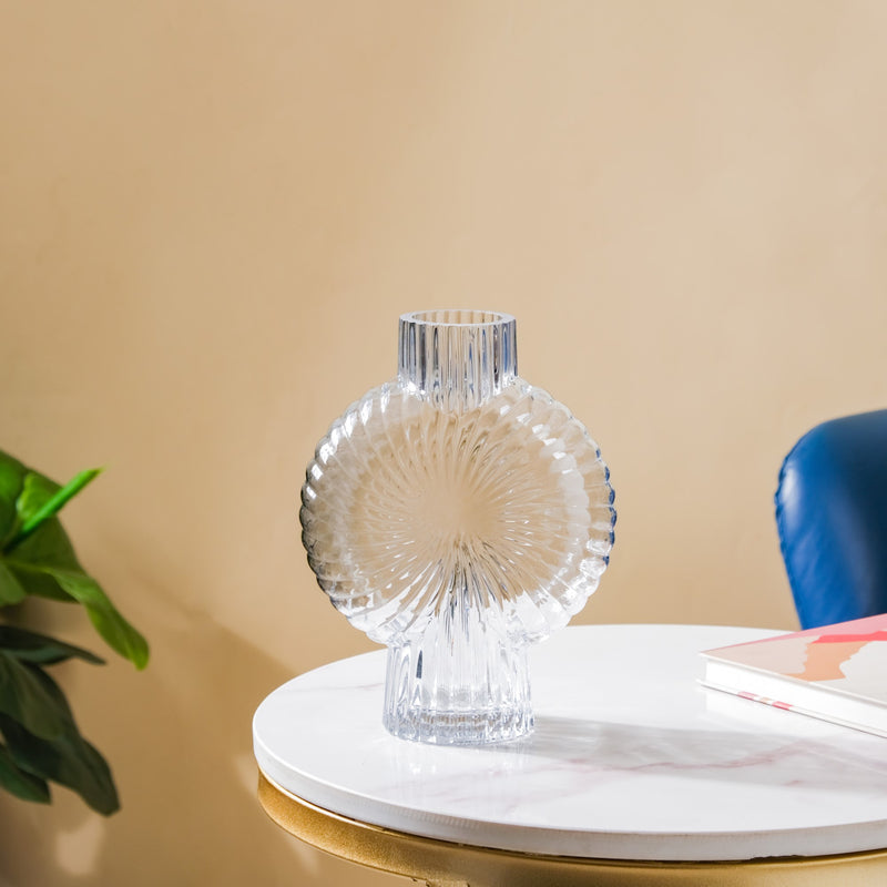 Spiral Textured Glass Vase Translucent