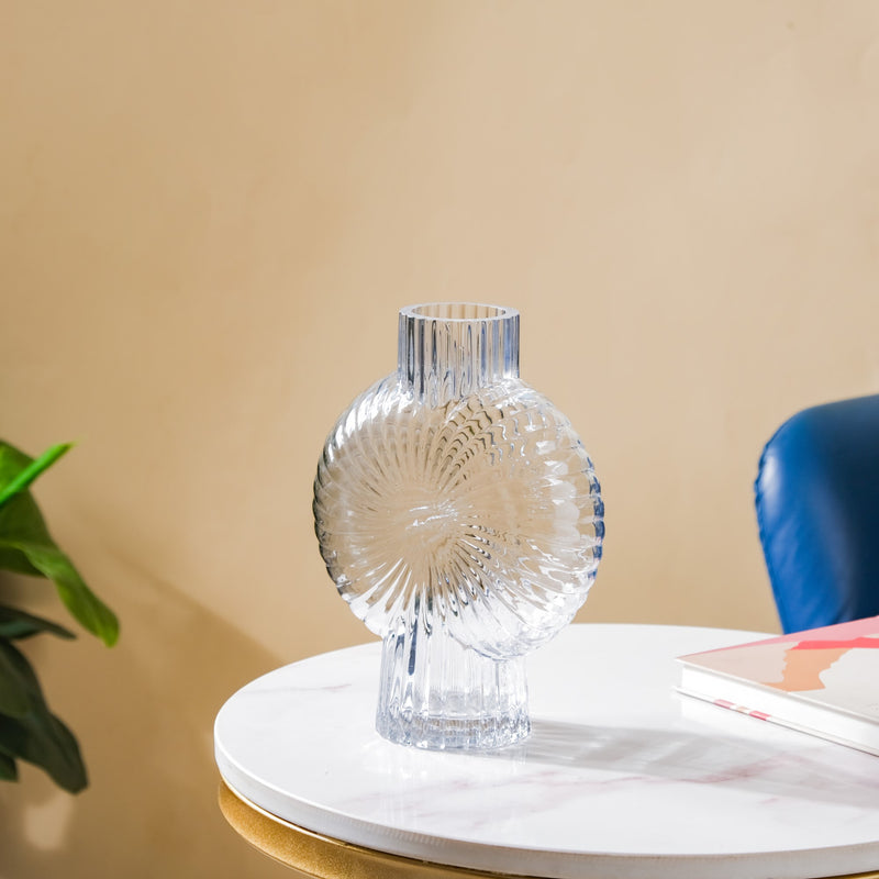 Spiral Textured Glass Vase Translucent