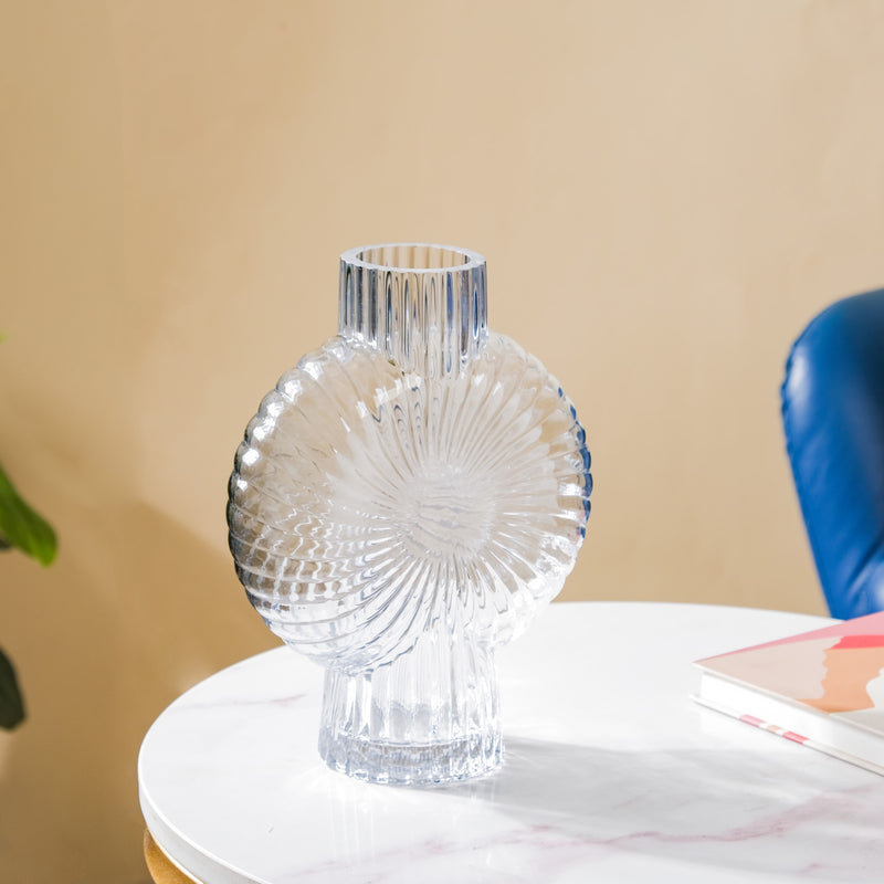 Spiral Textured Glass Vase Translucent