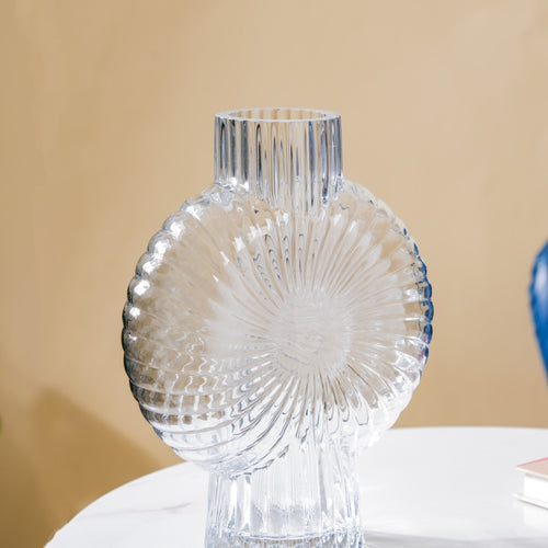 Spiral Textured Glass Vase Translucent