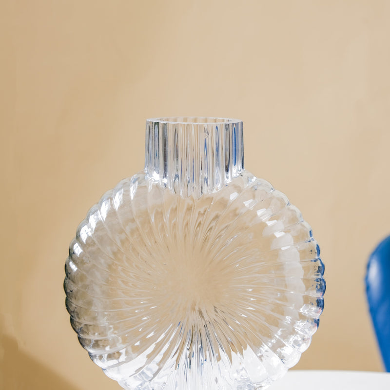 Spiral Textured Glass Vase Translucent