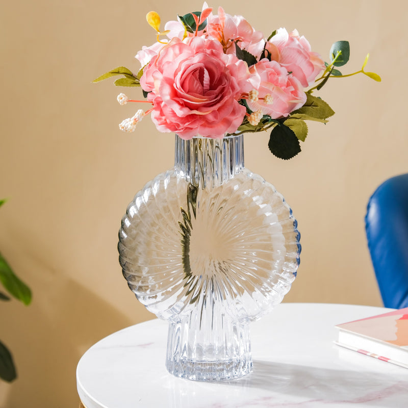 Spiral Textured Glass Vase Translucent