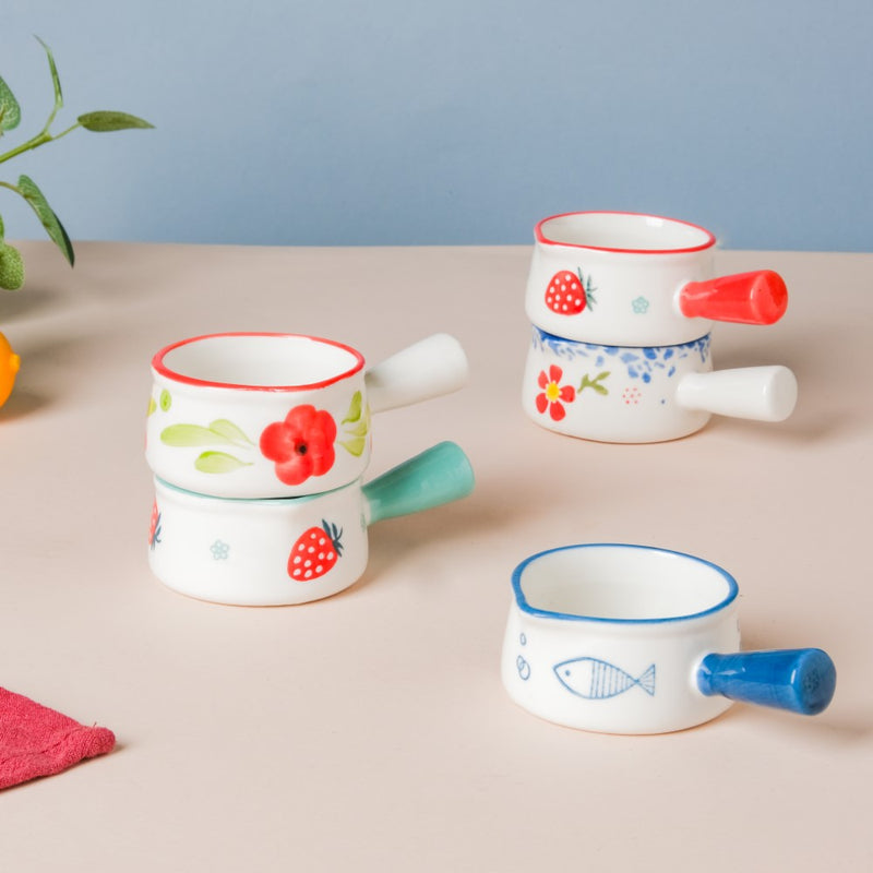 Strawberry Ceramic Creamer With Handle Red Small