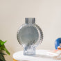 Spiral Textured Glass Vase Grey